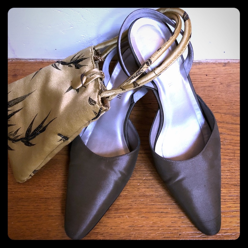 Ann Taylor 2” slide on back heel and satin purse